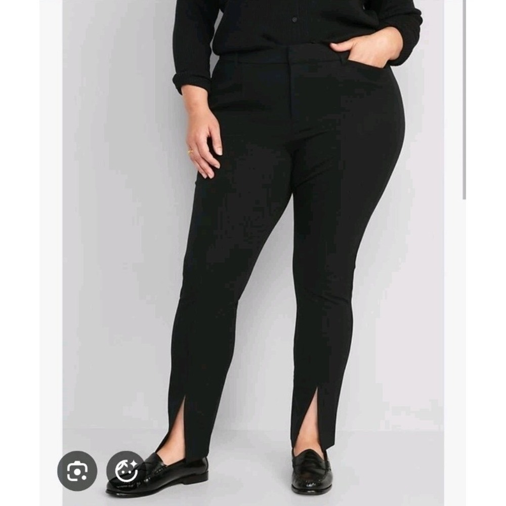 NEW Old Navy Black High Waisted Pleated Split‎ Hem Pixie Skinny Pants Size 24